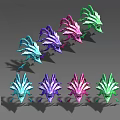 Colorful Fantasy Characters And Creatures Featuring Feather Like Tentacles Multiple Color Variants