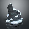 Snow Covered Rocky Terrain With Irregular Dark Stone Formations And Sharp Edges 3d model