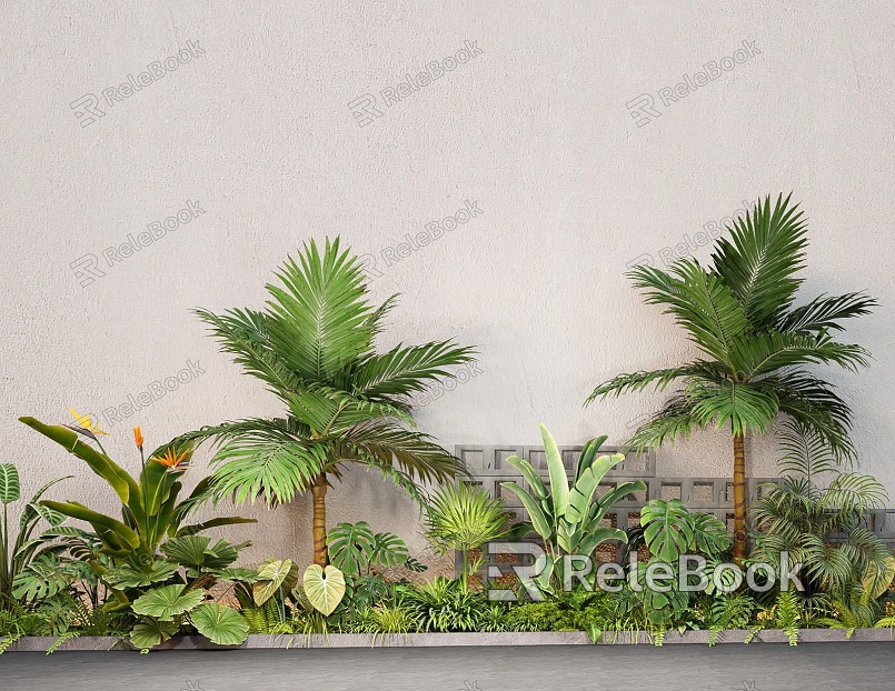 Plant combination green plant pile plant flowers and plants flower mirror model