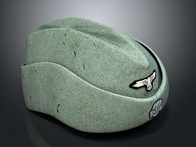 Green Wool Hat With Eagle Badge And Insignia For Daily Life Use 3d model