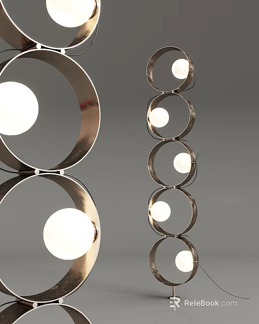 Modern Luxury Table Lamp With Circular Metal Rings And Globe Bulbs For Home Decoration 3d model 