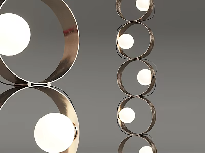 Modern Luxury Table Lamp With Circular Metal Rings And Globe Bulbs For Home Decoration 3d model