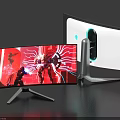 Curved Computer Monitor And Modern PC Case With Sleek Design And Gaming Features