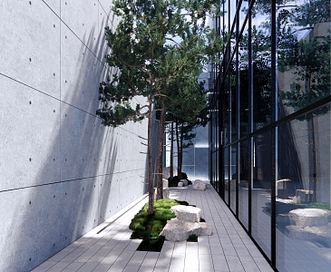 Modern Patio Courtyard View 3d model