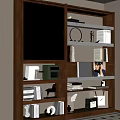 Modern Wooden Bookshelf Display With Books Decorative Items And Photo Frames