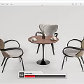 Modern Round Wooden Dining Table With Upholstered Chairs And Metal Frame