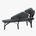 Stylish Gray Multi Seater Sofa With Unique Backrest And Black Metal Frame 3d model