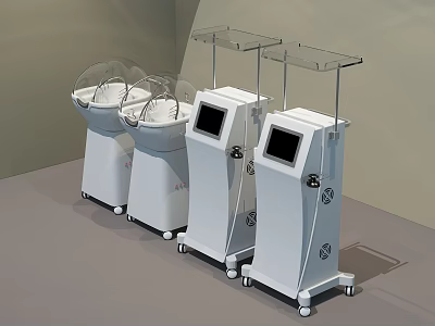 Commercial Equipment Units with Digital Screens Transparent Covers and Mobile Bases 3d model