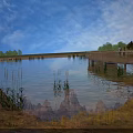 Tranquil Scenic View With Wooden Pier Clear Water And Blue Sky
