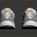 Gray and White Casual Sneakers with Orange Tongue Accents White Sole and Comfortable Lace Design