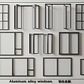 Modern glass casement window sliding window folding window 3d model