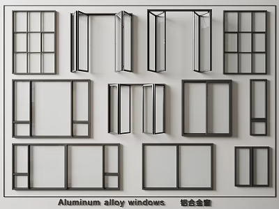 Modern glass casement window sliding window folding window 3d model