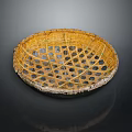 Handwoven Bamboo Storage Basket With Circular Shape And Hollow Patterns 3d model