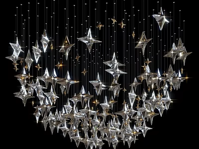 Star Shaped Crystal Chandelier With Multiple Hanging Star Pendants And Illuminated Design 3d model