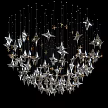 Star Shaped Crystal Chandelier With Multiple Hanging Star Pendants And Illuminated Design