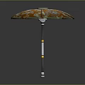Colorful Camouflage Umbrella Shaped Chandelier with Yellow and White Striped Pole