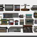 Various Miniature Shop Stall Models With Different Designs And Structures