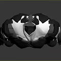 Futuristic Game Movie Character Black White Red Sleek Battle Suit Design