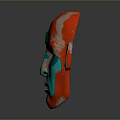 Traditional Animal Mask With Red Blue Paint And Green Gemstone Accents