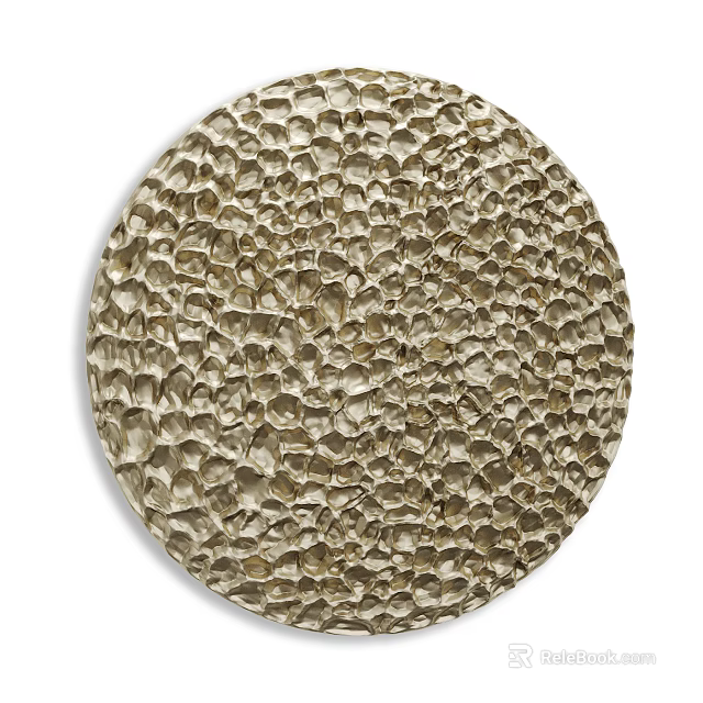 Circular Wall Decor with Textured Surface Golden Metallic Finish Modern Home Interior Decoration 3d model 