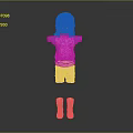 Mannequin Wearing Pink Overalls Blue Long Sleeve Top And Yellow Boots