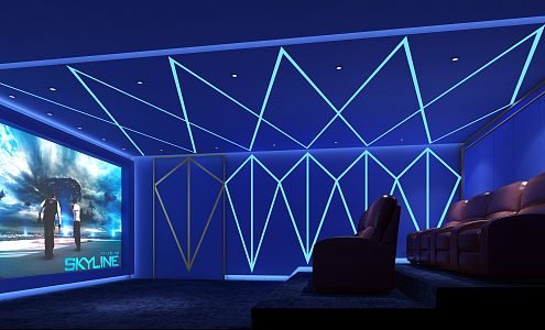 Modern Film and Television Hall Blues Film and Television Hall Video Room Home Theater 3d model