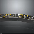 Industrial Control Panel Interface With Yellow Buttons Knobs And Display Screens 3d model