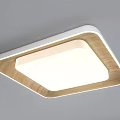 Modern Ceiling Lights With Wooden Frame Square And Round Design White Glow 3d model