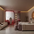 Spa Sauna Room Interior Design With Comfortable Sofa Massage Bed And Decorative Lighting