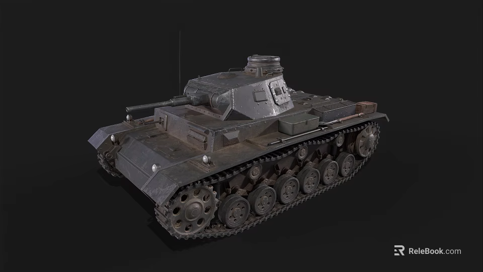 Highly Detailed 3D Model of Military Tank with Tracks Turret and Gun Barrel 3d model 