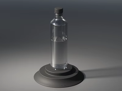 Decorative Ornament Set With Transparent Bottle Black Cap And Black Base 3d model