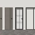 Modern Hinged Doors With Various Designs Different Colors And Glass Panels 3d model