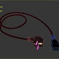 Black Power Cable With Plug And Connector Details On Dark Background 3d model