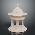 Ornamental White Marble Decorative Structure With Dome Top And Columns On Circular Base