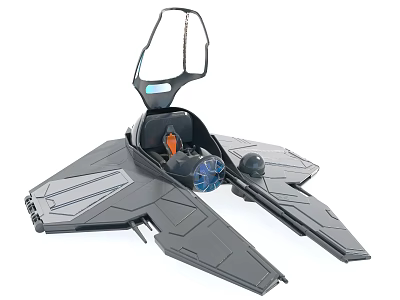 Sci Fi Vehicle Model With Transparent Canopy Gray Wings And Cockpit Interior 3d model
