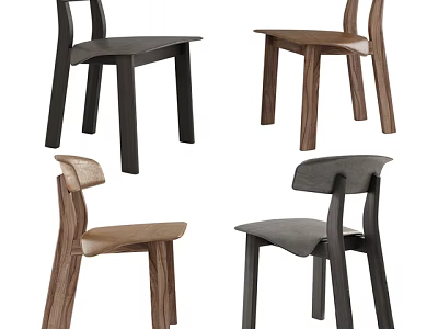 Modern Single Chair Designs With Wooden Frames And Different Colored Seats 3d model