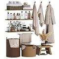 Natural Washing Daily Essentials With Towels Shelves Storage And Decor