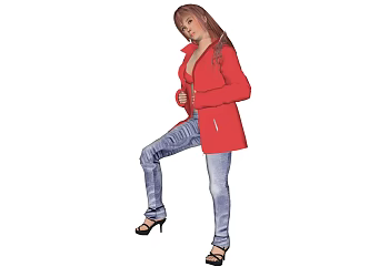 Prajna Character Red Woman 3d model