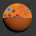 Detailed Anatomical Organ And Hair Internal Structure In Orange Sphere Cross Section