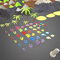 Component Props Scene Props Small Component Cartoon Component Boat Tree Stone Relic Flower and Grass Component Stone Pillar 3d model
