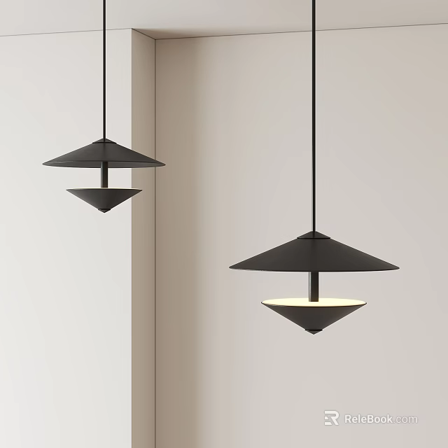 Modern Black Pendant Lights With Unique Geometric Design For Stylish Ceiling Lighting 3d model