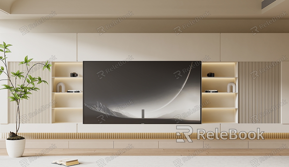 Modern TV Background Wall Cream Style TV Background Wall TV Cabinet TV model