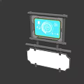 Guidance Visual Display Device With Blue Interface Circular Gear Icons And Gray Grid Structure