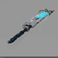 Blue Glowing Fantasy Sword With Metallic Blade And Decorative Blue Hilt Design