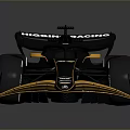 Black And Gold Formula Race Car With Aerodynamic Design Rear Wing And Yellow Wheels