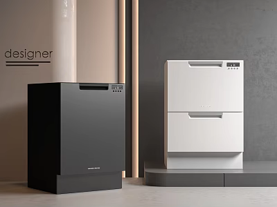 Designer Black And White Modern Kitchen Appliances For Home Interior 3d model