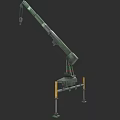 Green Industrial Crane With Extended Boom And Hook For Construction Projects 3d model
