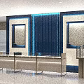 Modern Shopping Mall Specialty Counter With Glass Display Counters And Blue Accent Lighting