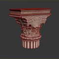 Classical Bronze Column With Intricate Carvings And Dark Reflective Background