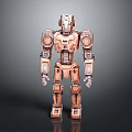 Standing Copper Mechanical Robot Character With Jointed Body And Metallic Design